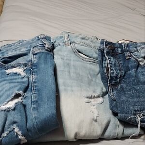 Distressed Denim Shorts Trio